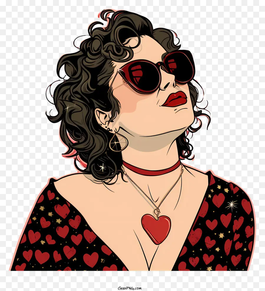 Mujer De Moda De Dibujos Animados，Mujer Con Gafas De Sol PNG