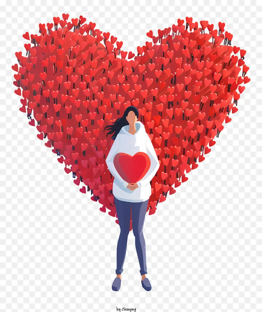 Ilustraciones Detalladas，Mujer Con Corazon PNG