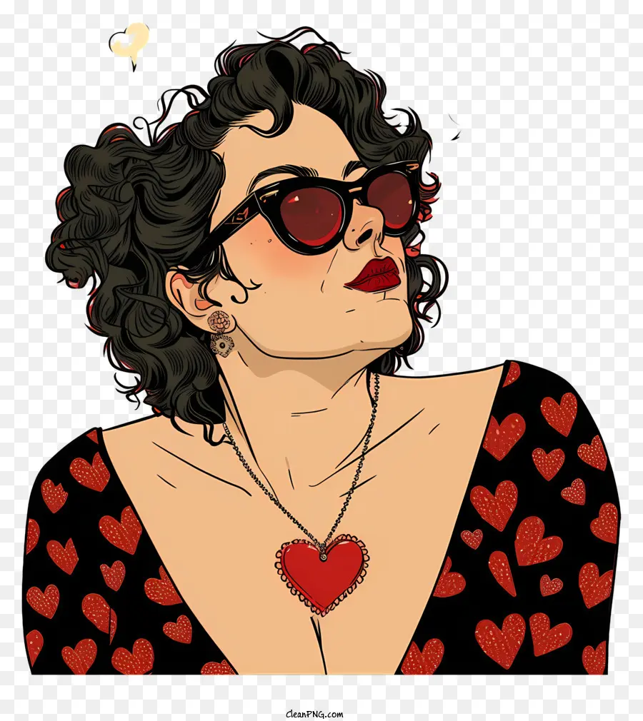 De Dibujos Animados De Moda De Mujer，Corazón Gafas De Sol PNG