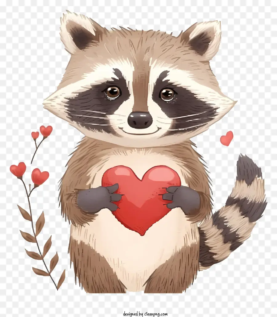 Al Estilo De La Ilustración Romántica，Mapache De San Valentín PNG