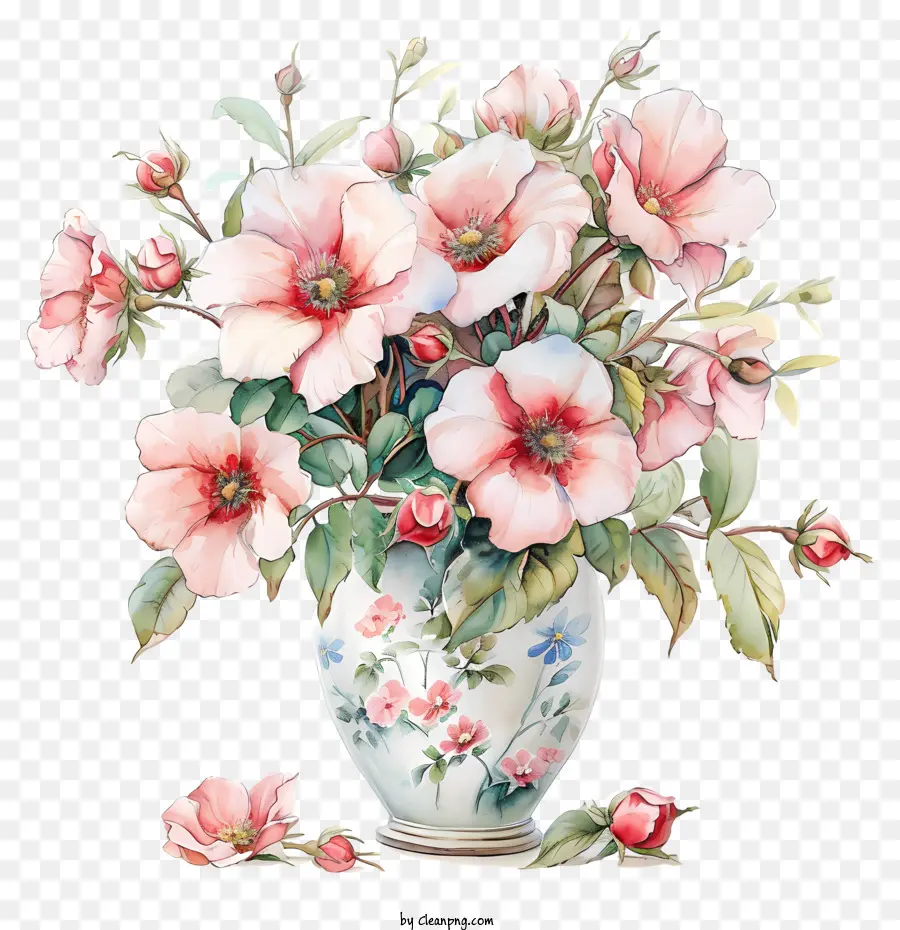 Flor De Rosa De Perro，Ilustración Acuarela PNG