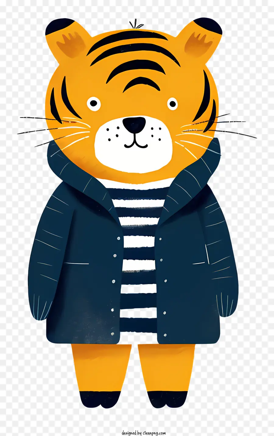 Cartoon Tiger，Chaqueta A Rayas Azules PNG