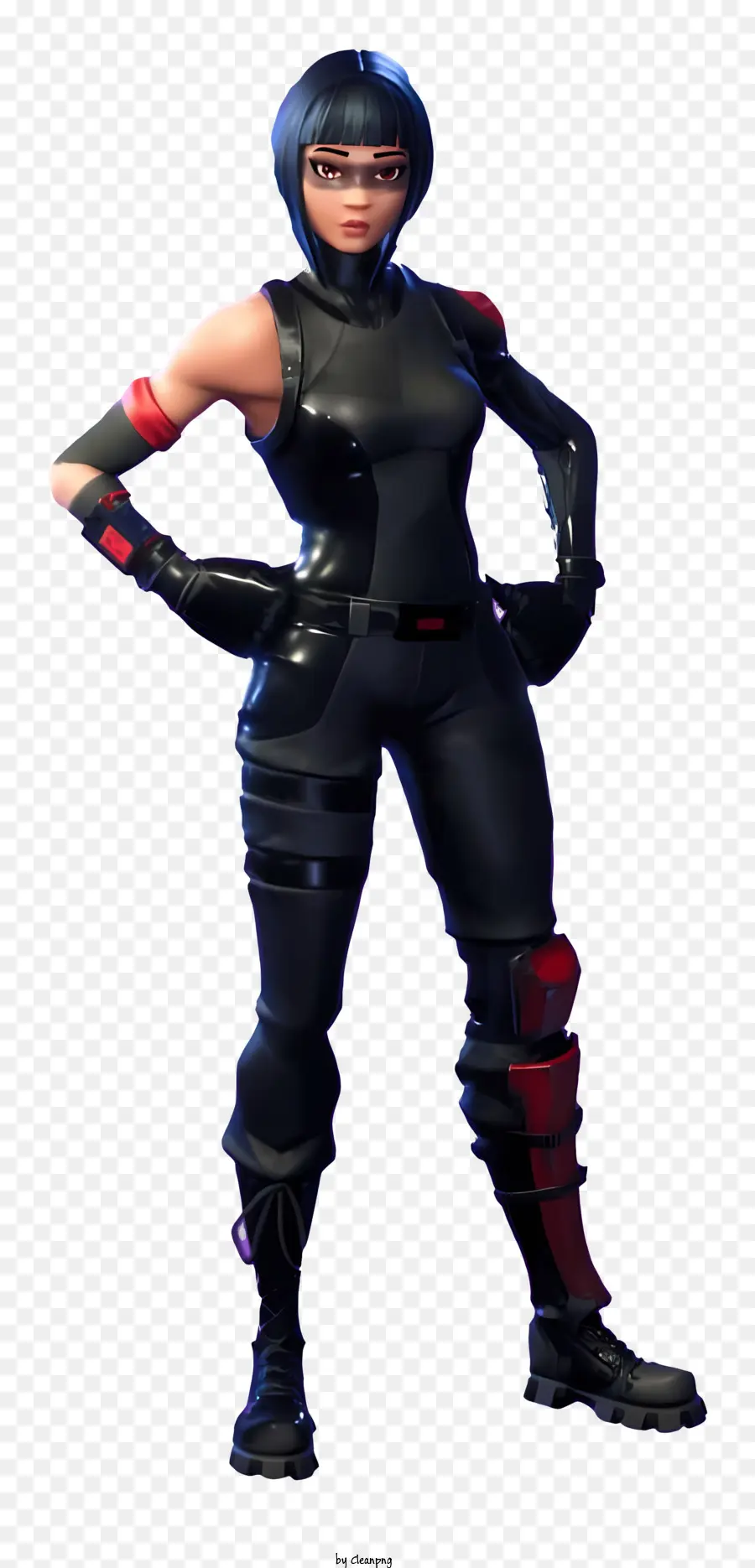 Fortnite，Mujer Con Atuendo De Cuero Negro PNG