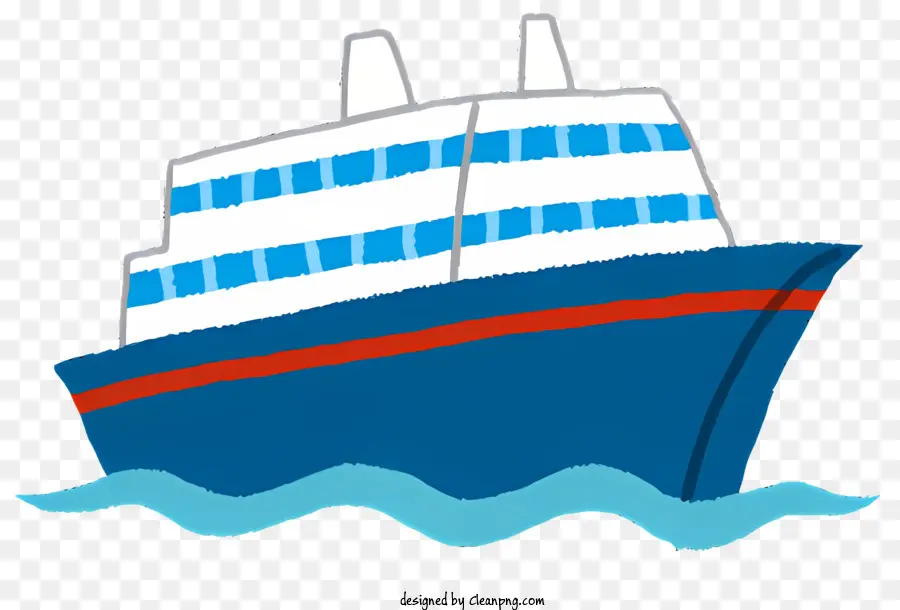 Gran Dibujo De Barco，Enviar Con Raya Roja Y Azul PNG