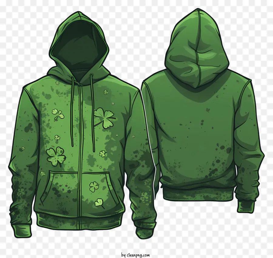 Sudaderas Con Capucha Del Día De San Patricio，Sudadera Con Capucha Verde Con Cremallera PNG