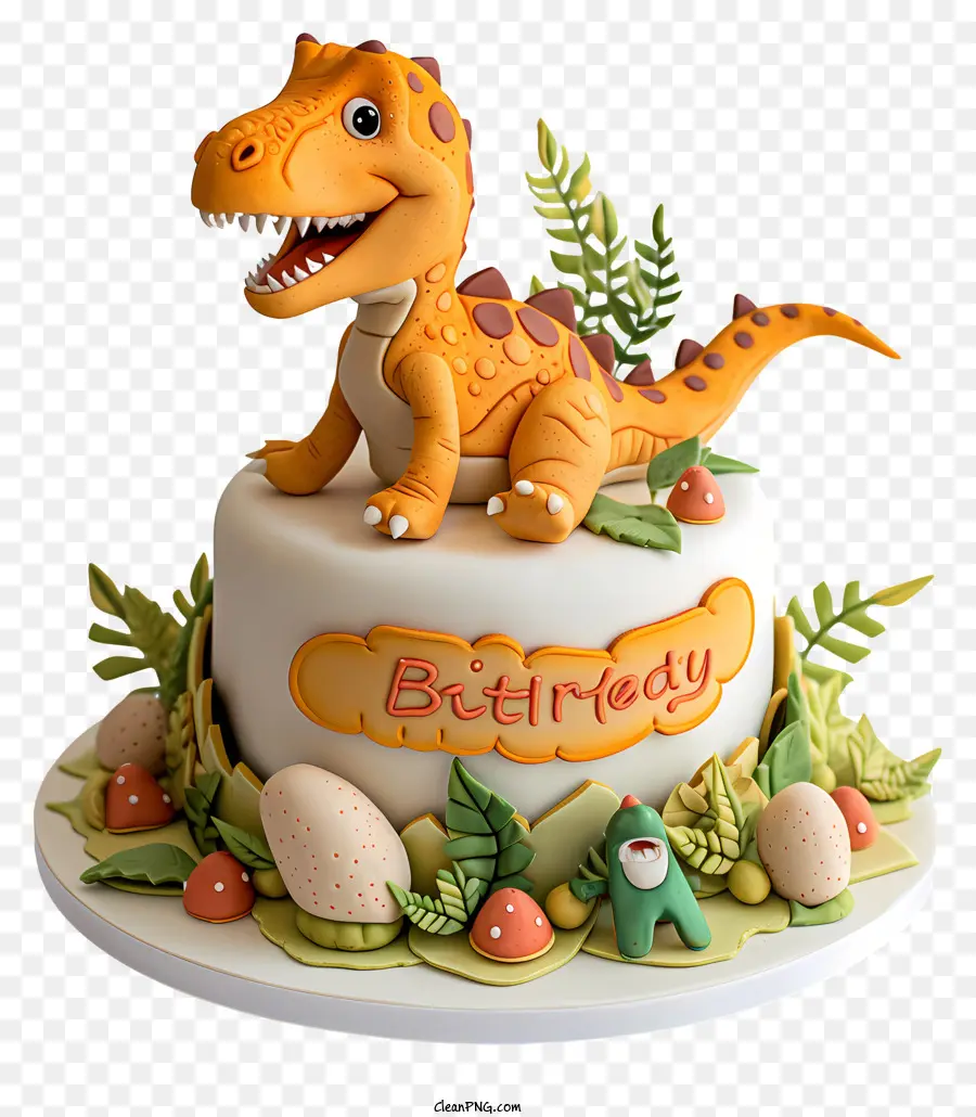 Pastel De Cumpleaños De Dinosaurio，Pastel De Dinosaurio De Dibujos Animados PNG