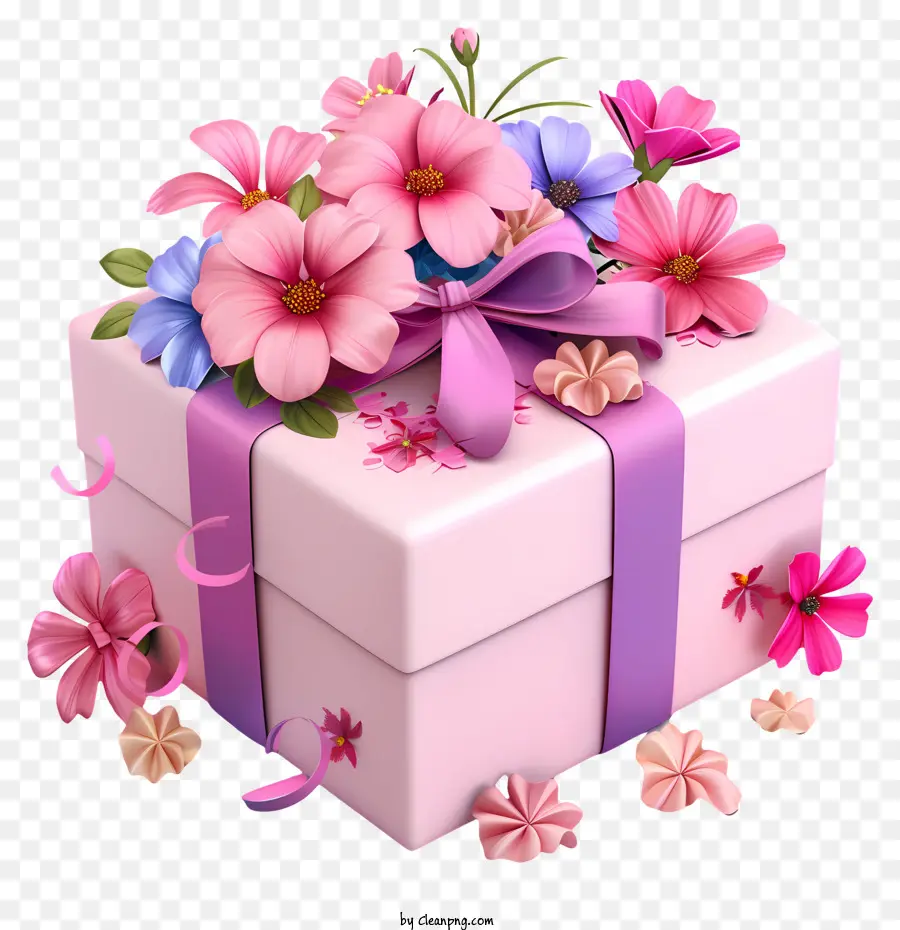 Regalo De Flores De Cumpleaños，Caja De Regalo PNG