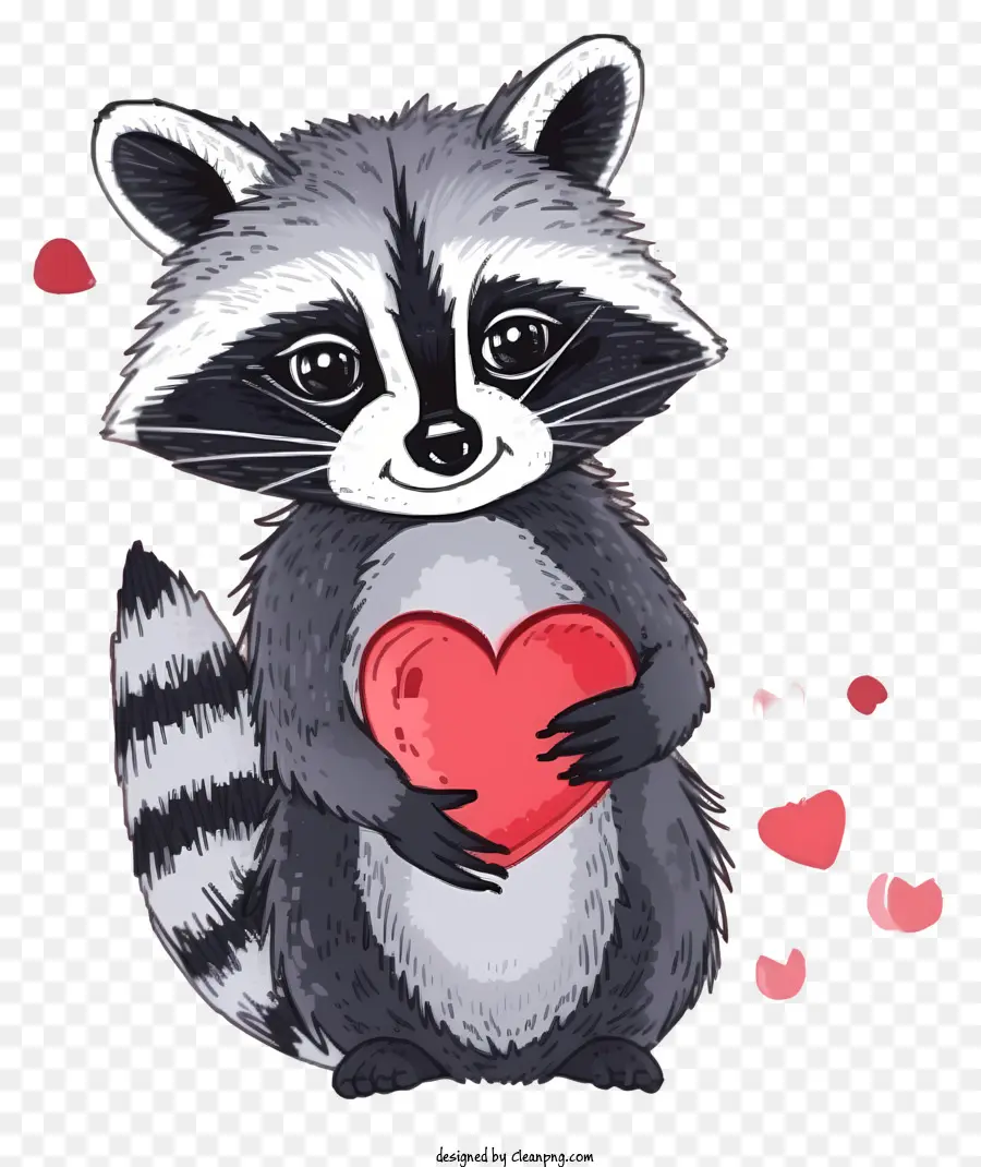 Mapache De San Valentín Diseño De Dibujo Vectorial，Lindo Mapache PNG