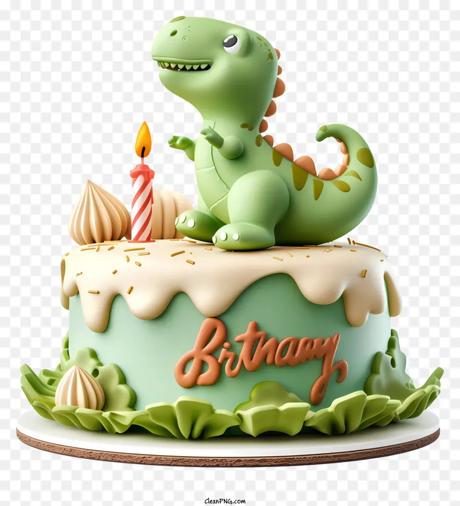 Pastel De Cumpleaños De Dinosaurio，Pastel De Cumpleaños Verde PNG