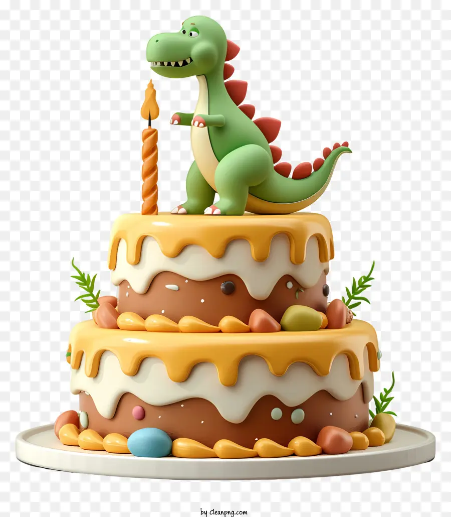 Pastel De Cumpleaños De Dinosaurio，Decoración De La Torta PNG