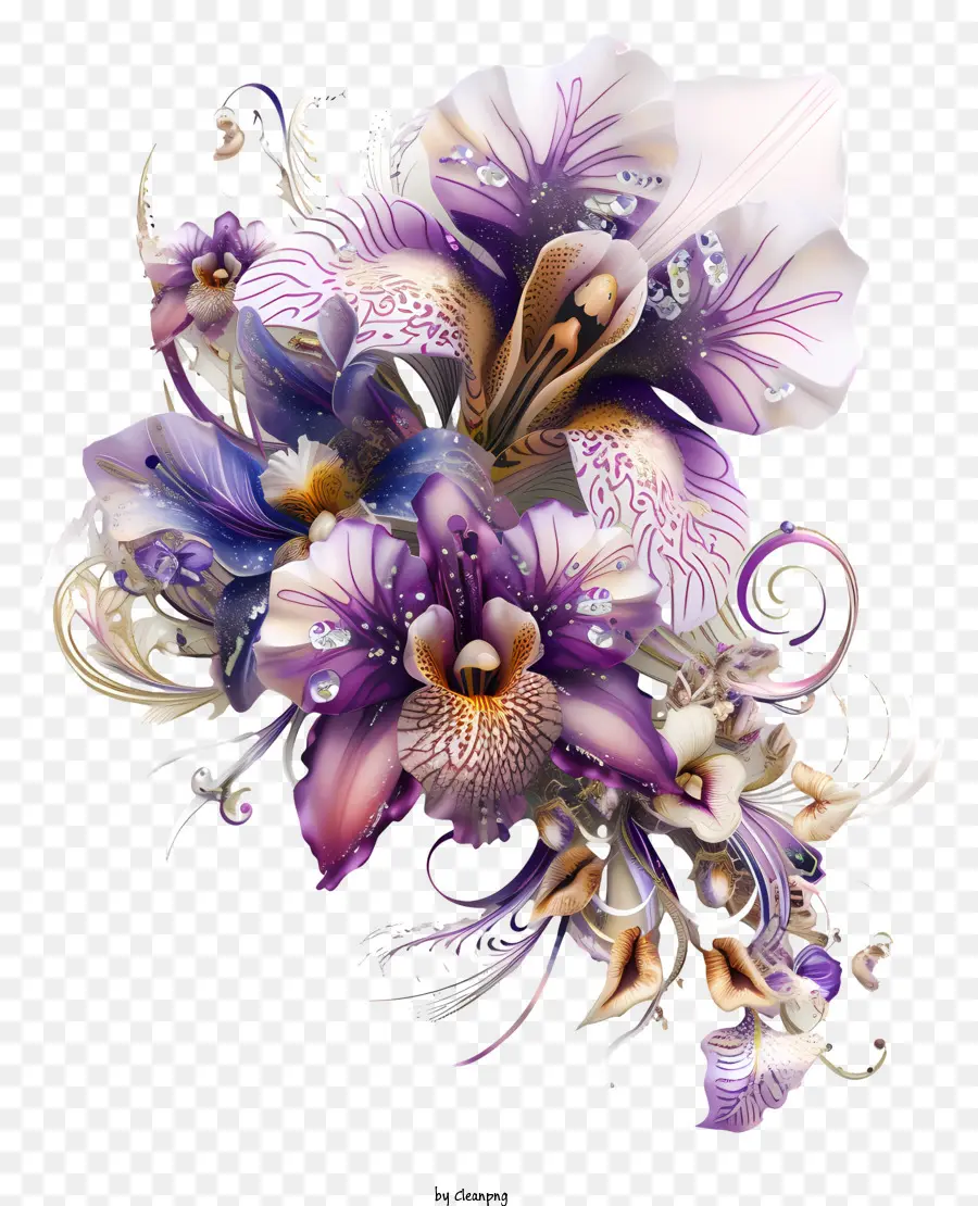 Mardi Gras Arte De Flores，Flores De Color Púrpura PNG