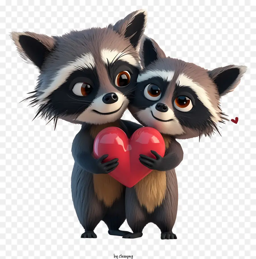 Dibujos Animados 3d De San Valentín，Los Mapaches PNG