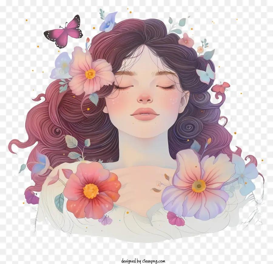 Mujer Pastel Y Flores，Mujer PNG
