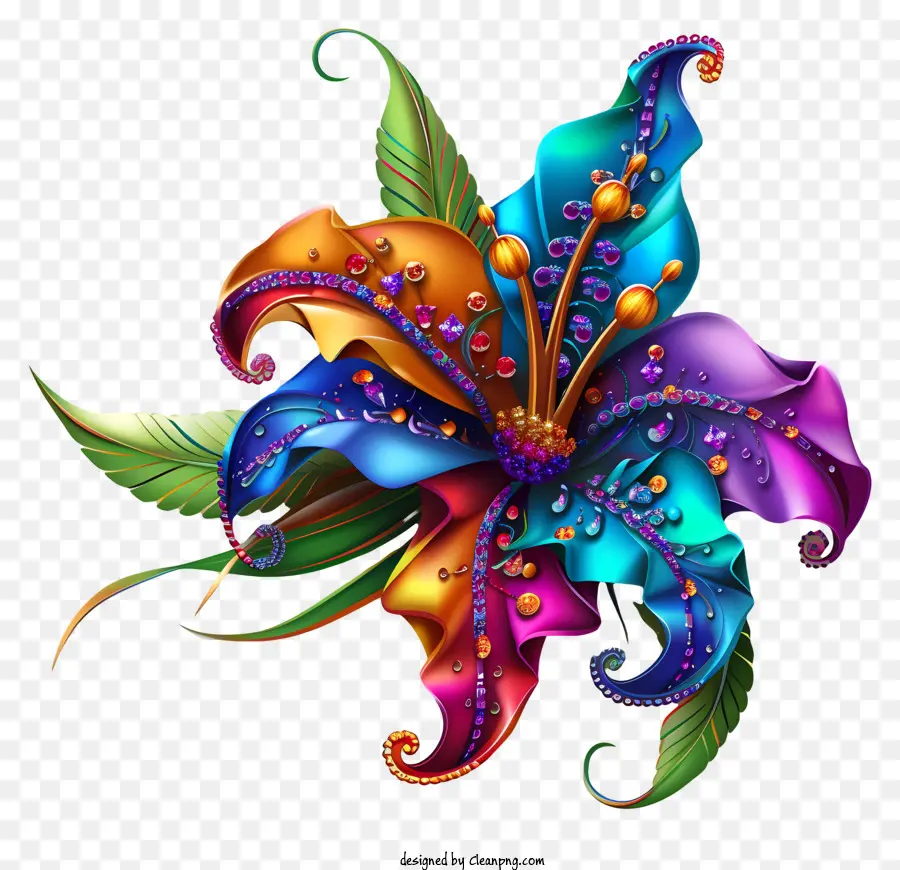 Mardi Gras Arte De Flores，Flor Colorida PNG