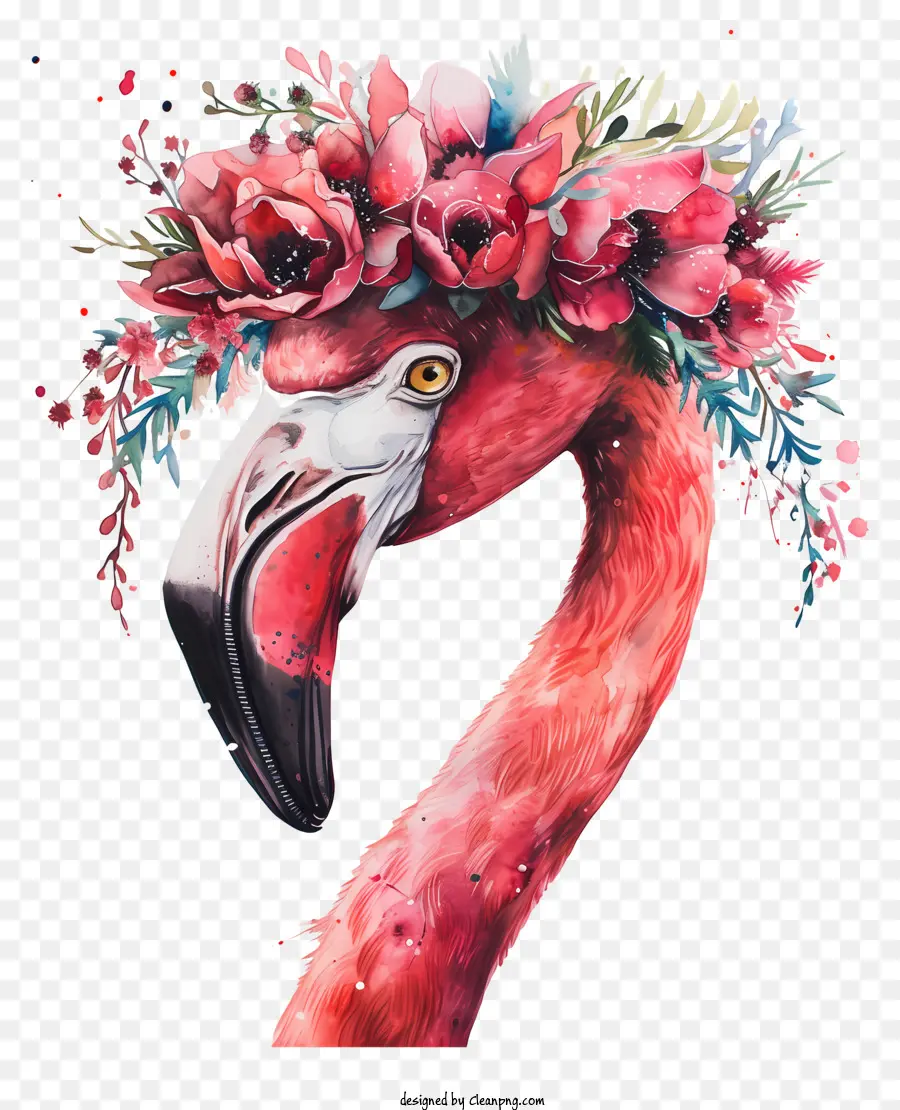 Flamenco Con Corona Floral，Flamingo PNG