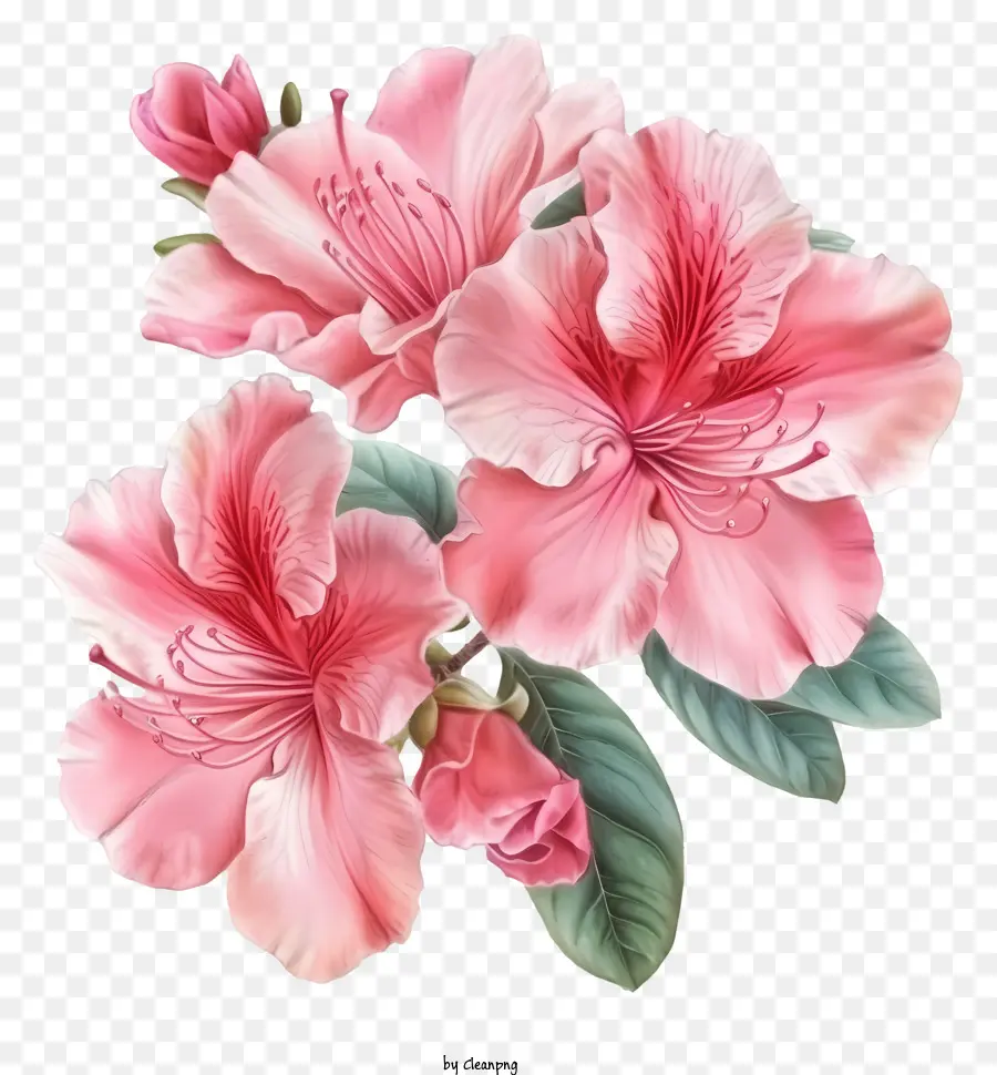 Flor Realista De Azalea Elegante，Rosas De Color Rosa PNG