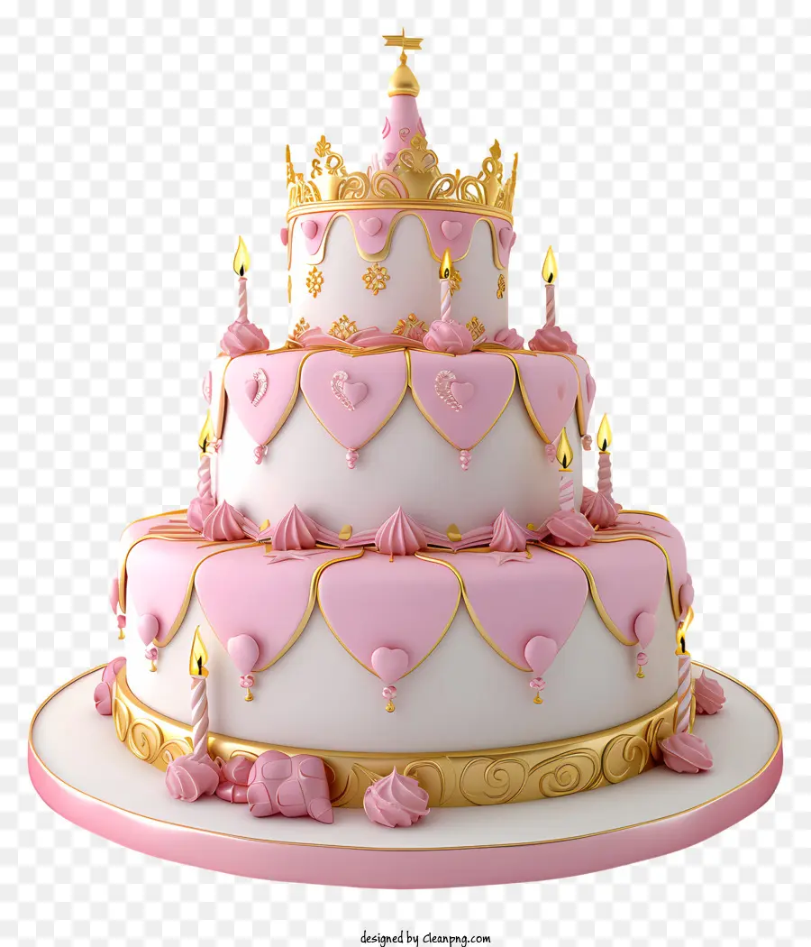 La Princesa De La Torta De Cumpleaños，Pastel Rosa Y Blanco PNG