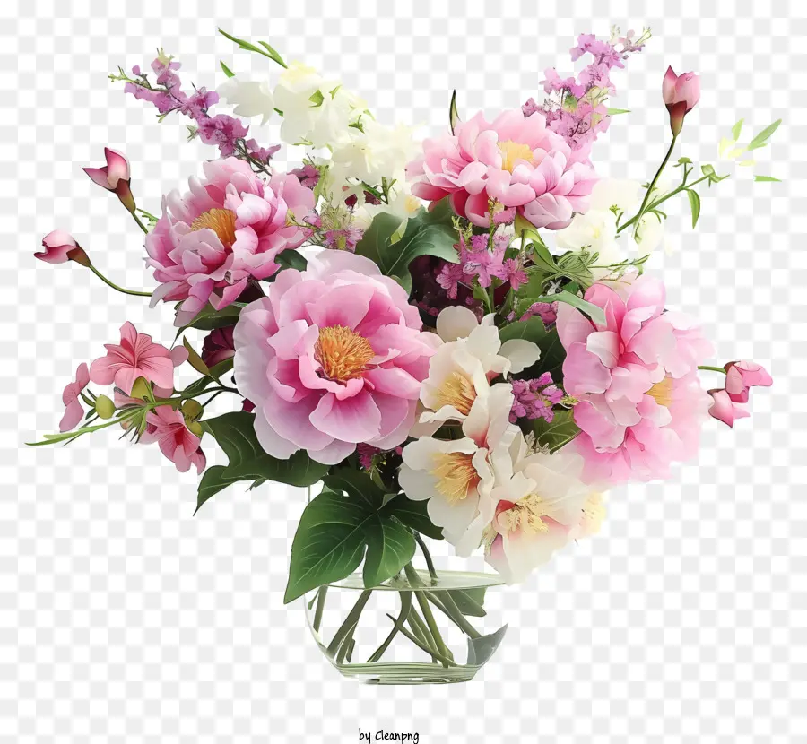 Arreglo Floral Elegante Realista，Peonies Pink PNG