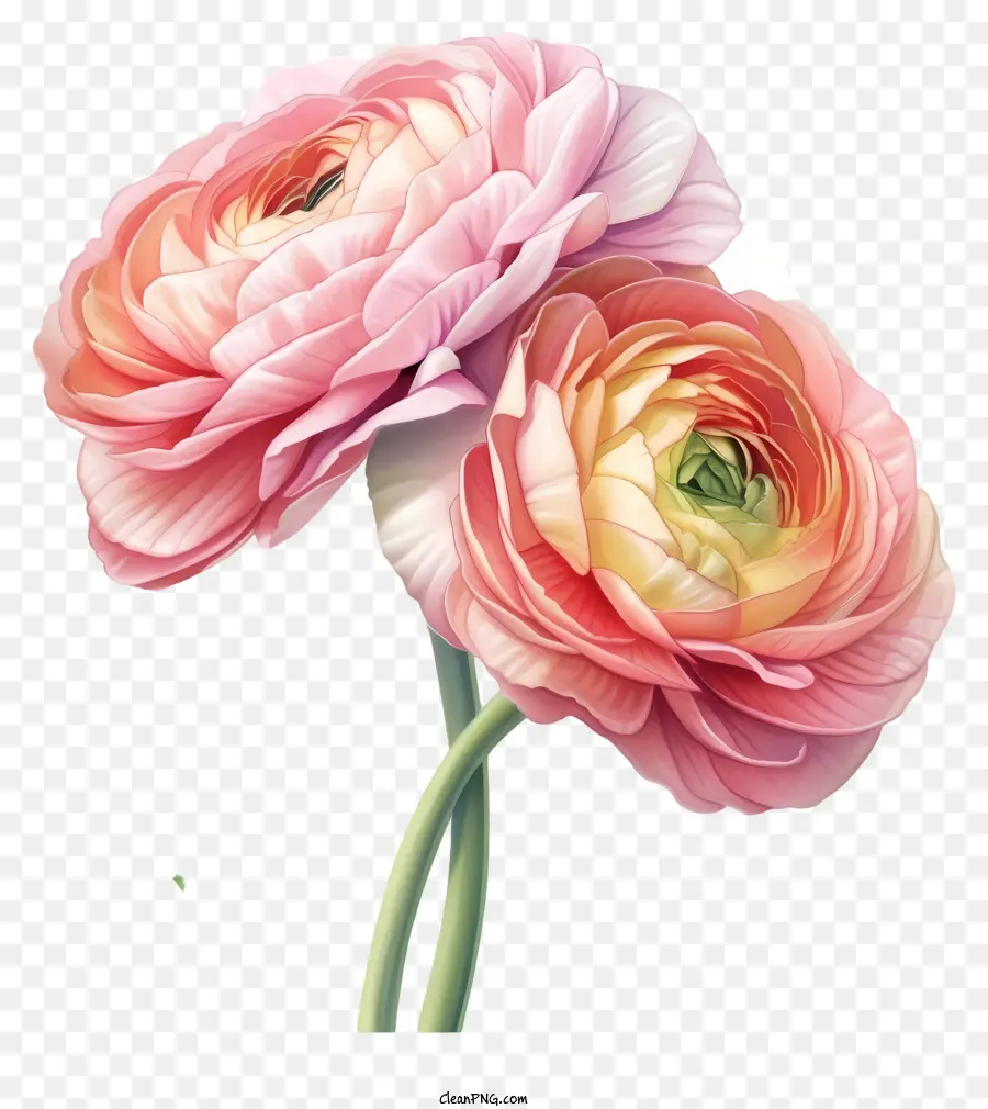 Ilustraciones Detalladas，Flores Rosas Y Naranjas PNG