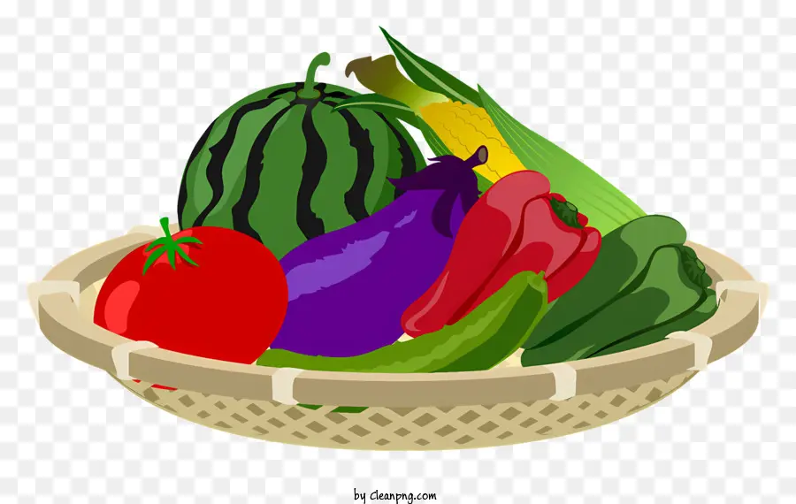 Verduras，Wicker Basket PNG