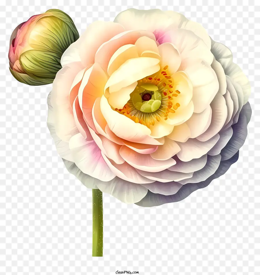 Elegante Icono De Flores De Ranunculus，Pintura Digital PNG