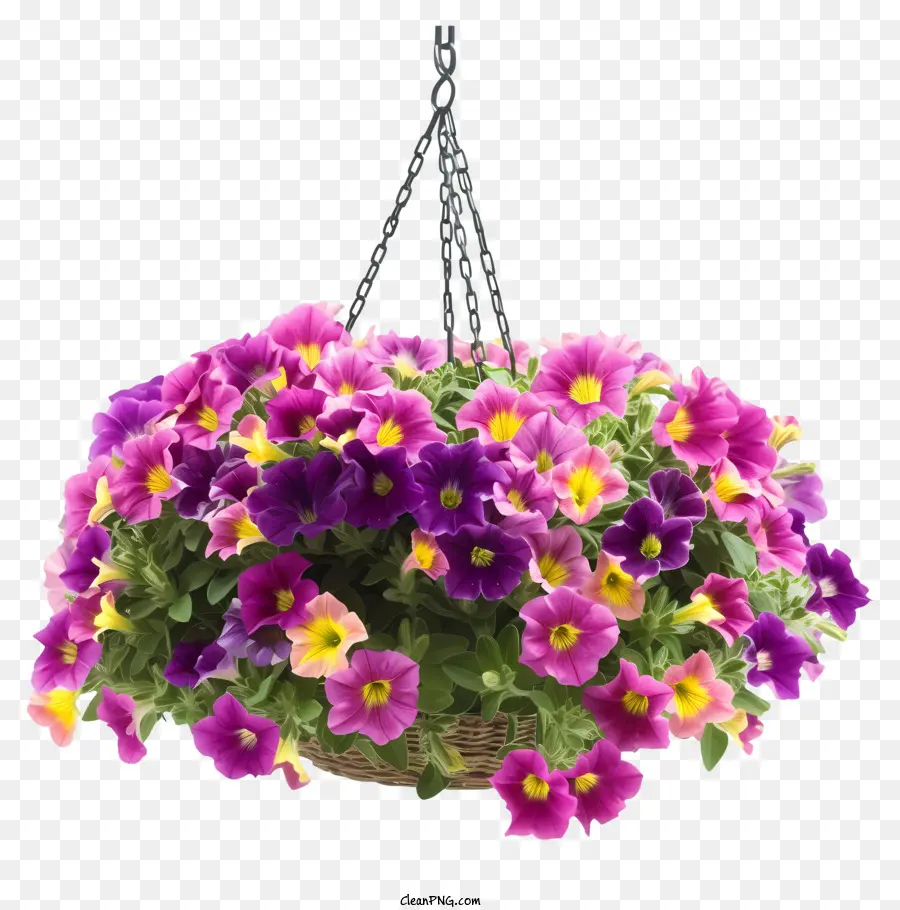 Cesta Colgante De Flores De Petunia，Flores Colgantes PNG