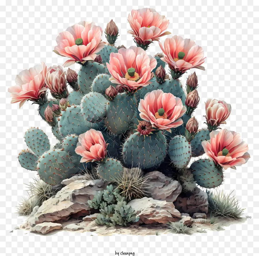 Cactus，Flores De Color Rosa PNG