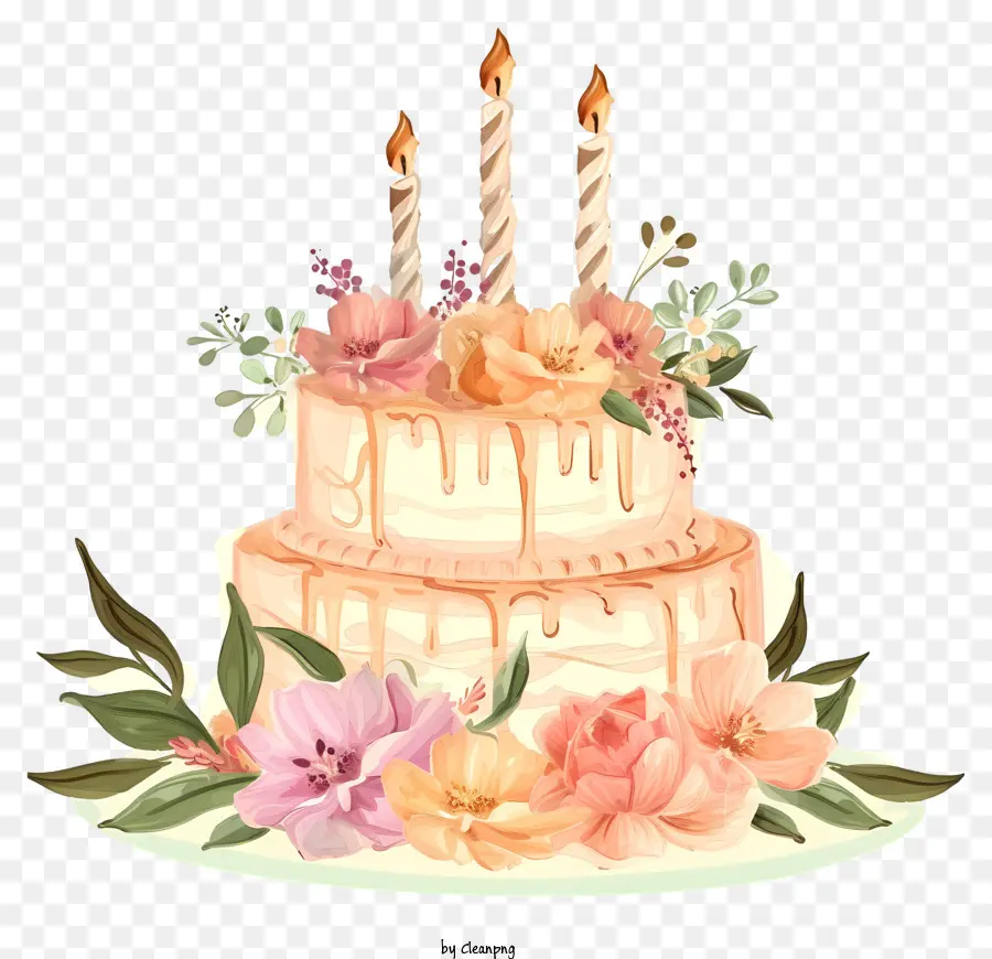 Icono De Pastel De Cumpleaños Y Flores，Pastel De Cumpleaños PNG