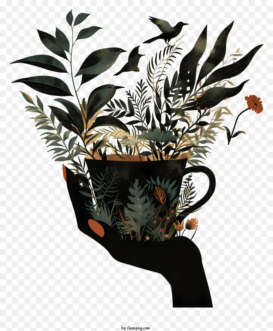 Copa Con Flores，Taza De Planta PNG