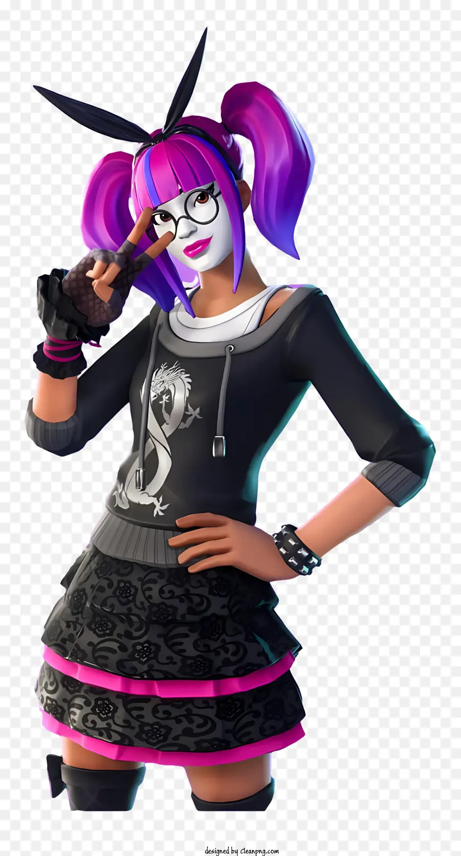 Fortnite，Atuendo Negro Y Morado PNG