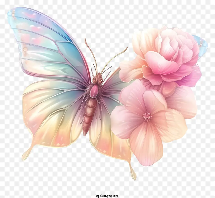 Elegante Mariposa Vector 3d，Mariposa Rosa PNG