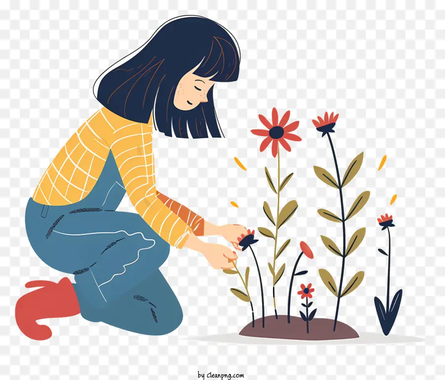 Plantar Un Día De Flores，Mujer Joven PNG