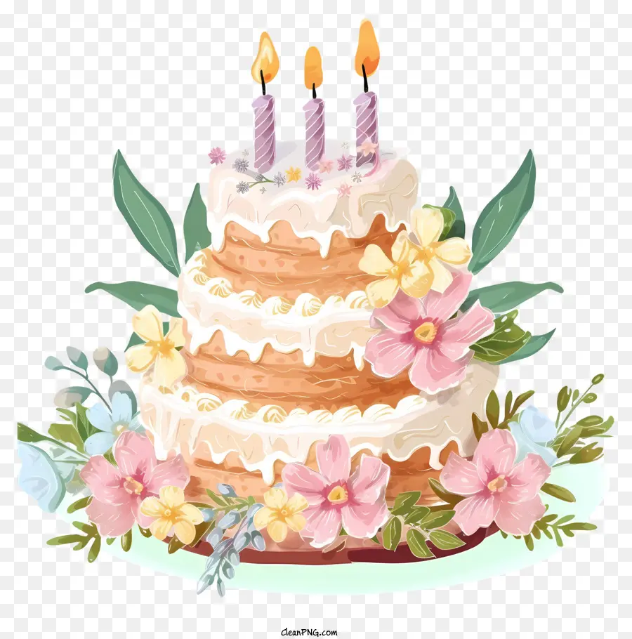 Icono De Pastel De Cumpleaños Y Flores，Pastel PNG