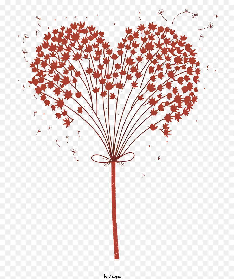 Diente De León Del Corazón，Diente De León De Corazón Rojo PNG