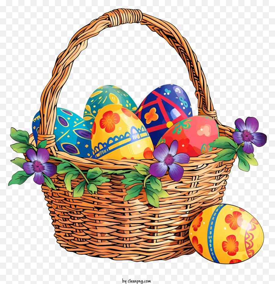 Cesta De Huevo De Pascua Linda Y Colorida，Canasta Tejida PNG