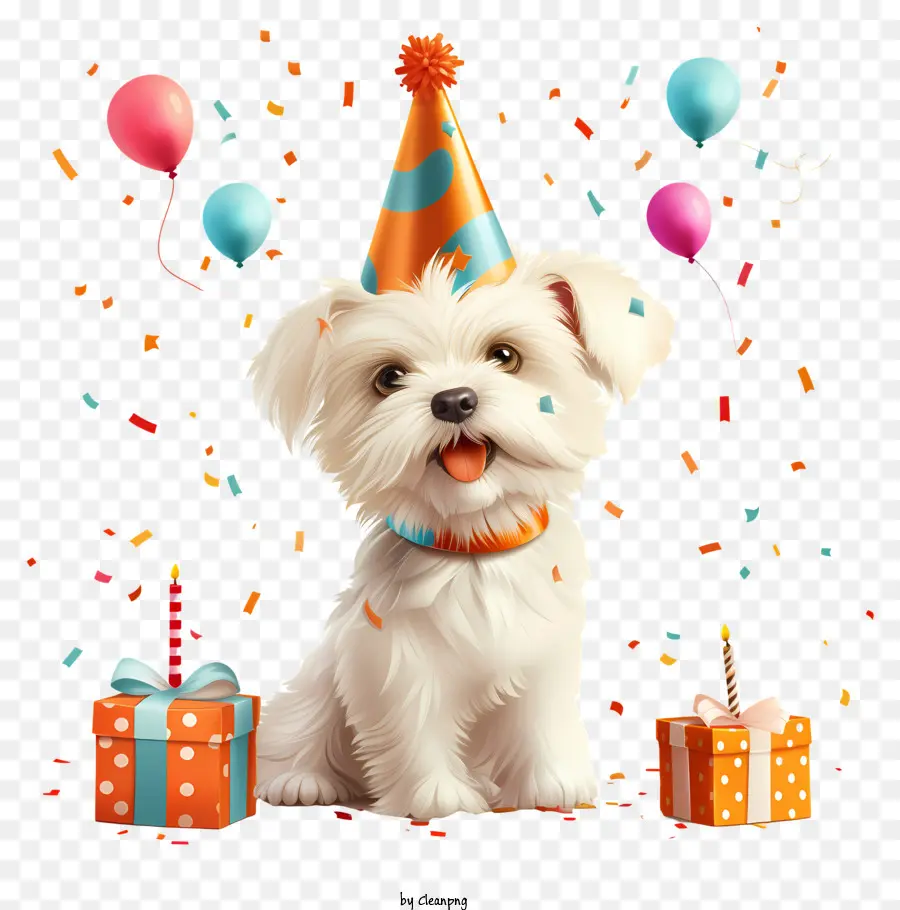 Cumpleaños De Mascota，Perro Con Gorro De Fiesta PNG