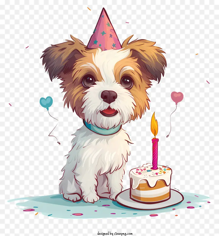 Cumpleaños De Mascota，Perro De Dibujos Animados Con Pastel De Cumpleaños PNG