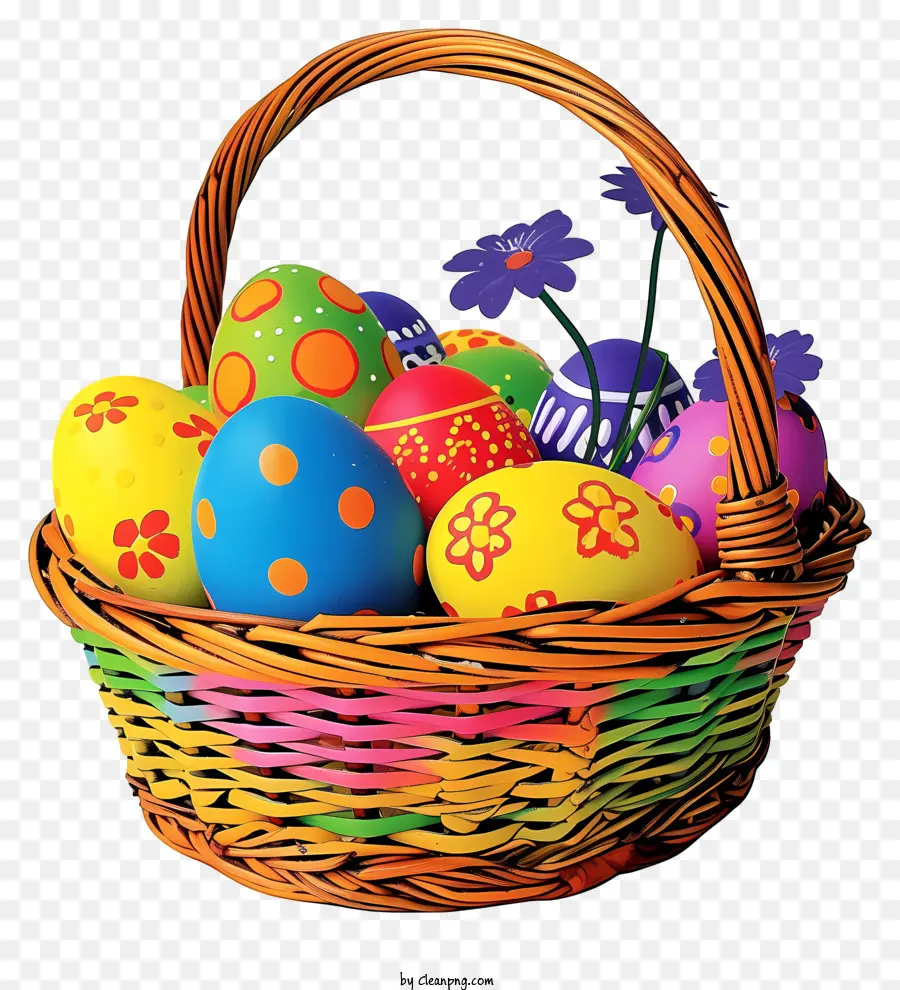 Cesta De Huevo De Pascua Linda Y Colorida，Los Huevos De Pascua PNG