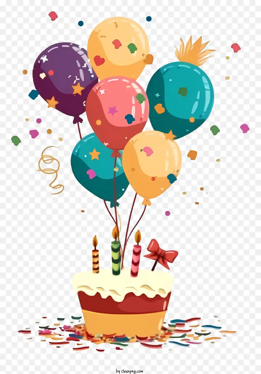 Icono De Decoración De Cumpleaños，Pastel De Cumpleaños Y Globos PNG