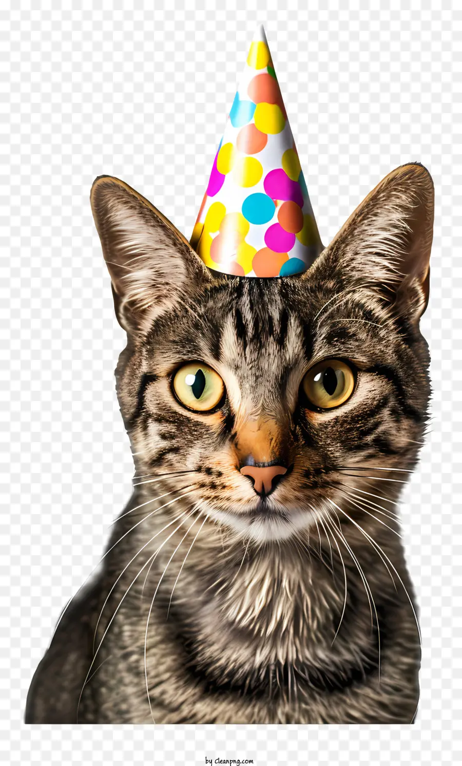 Cumpleaños De Mascota，Gato Con Gorro De Fiesta PNG