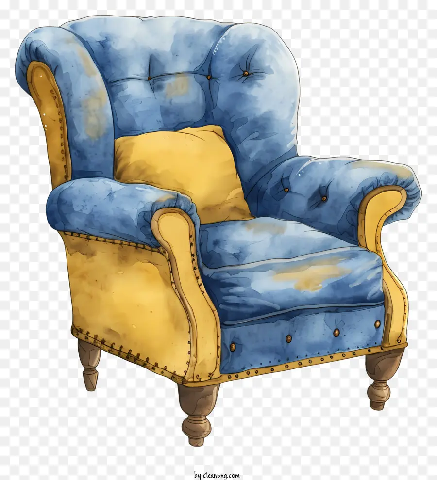 Silla Rica，Sillón Azul Y Amarillo PNG