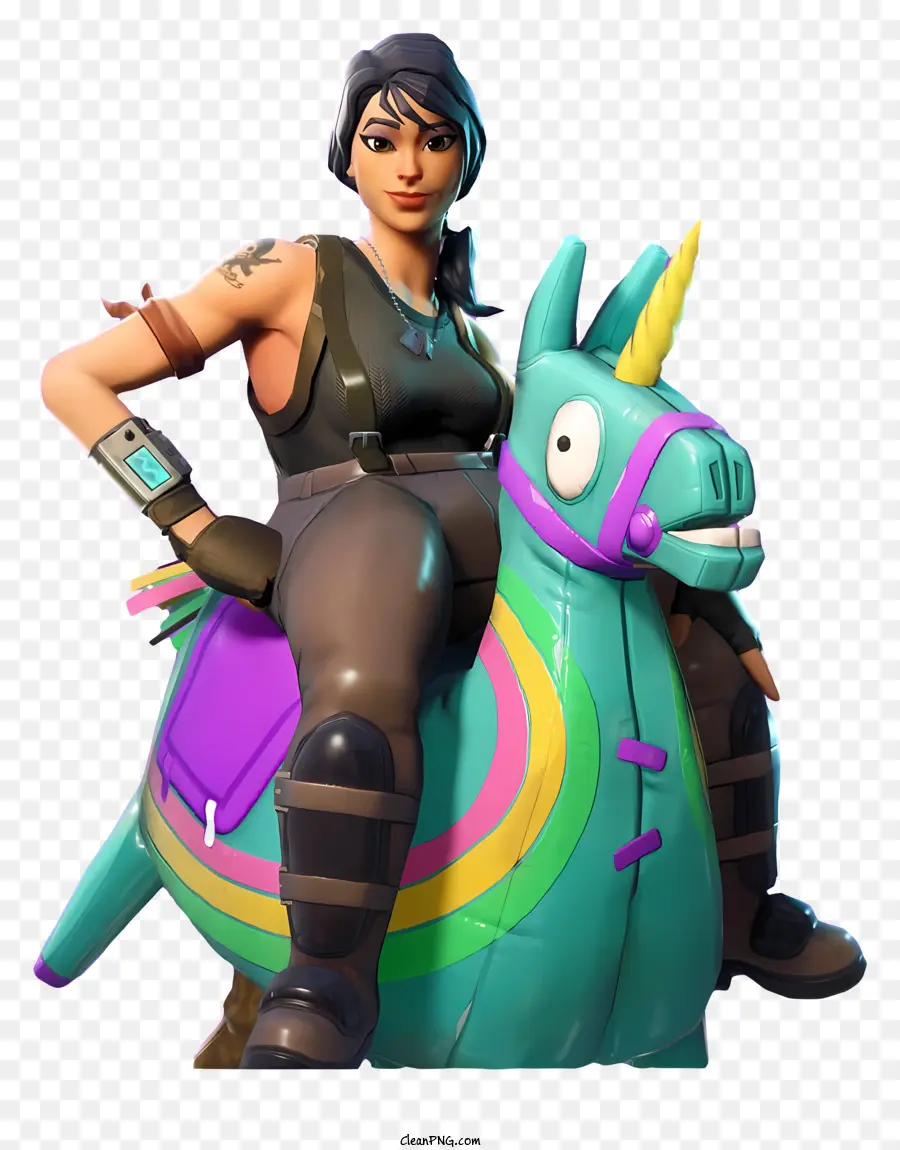 Fortnite，Mujer Montando Unicornio PNG