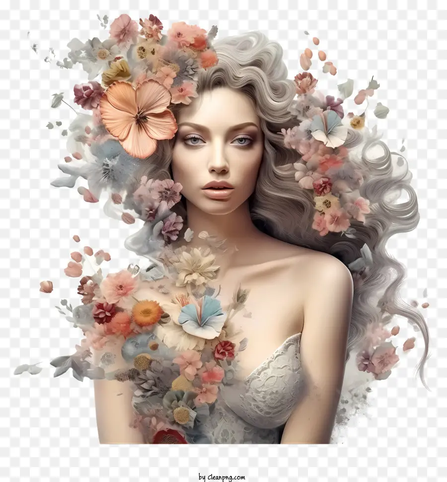 Mujer De Fantasía Con Flores，Mujer PNG