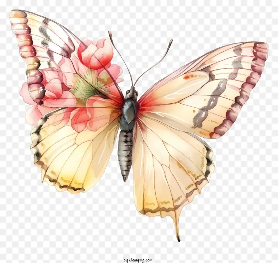 Mariposa Elegante Realista，Pintura A La Acuarela PNG