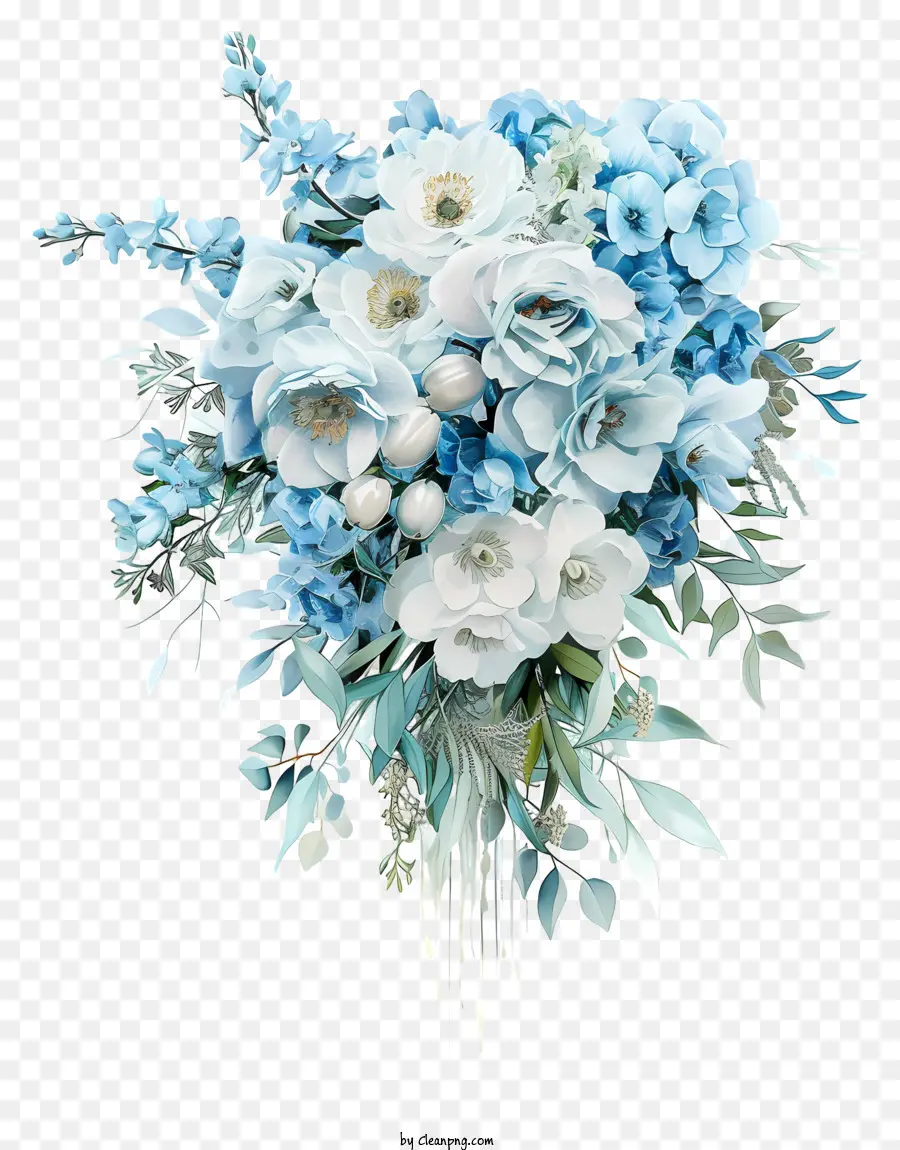 De La Boda Ramo De Flores，Azul Y Blanco Flores PNG