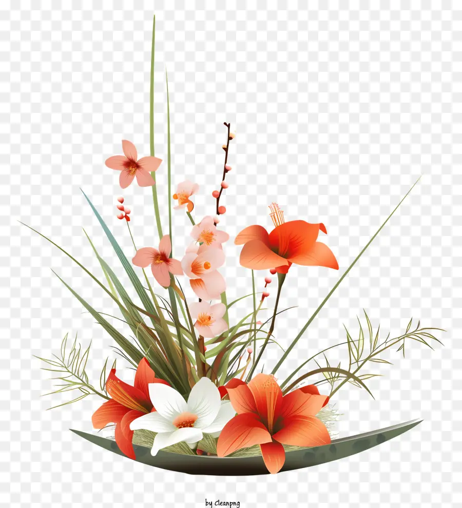 Arreglo Floral De Ikebana，Tazón De Flores PNG