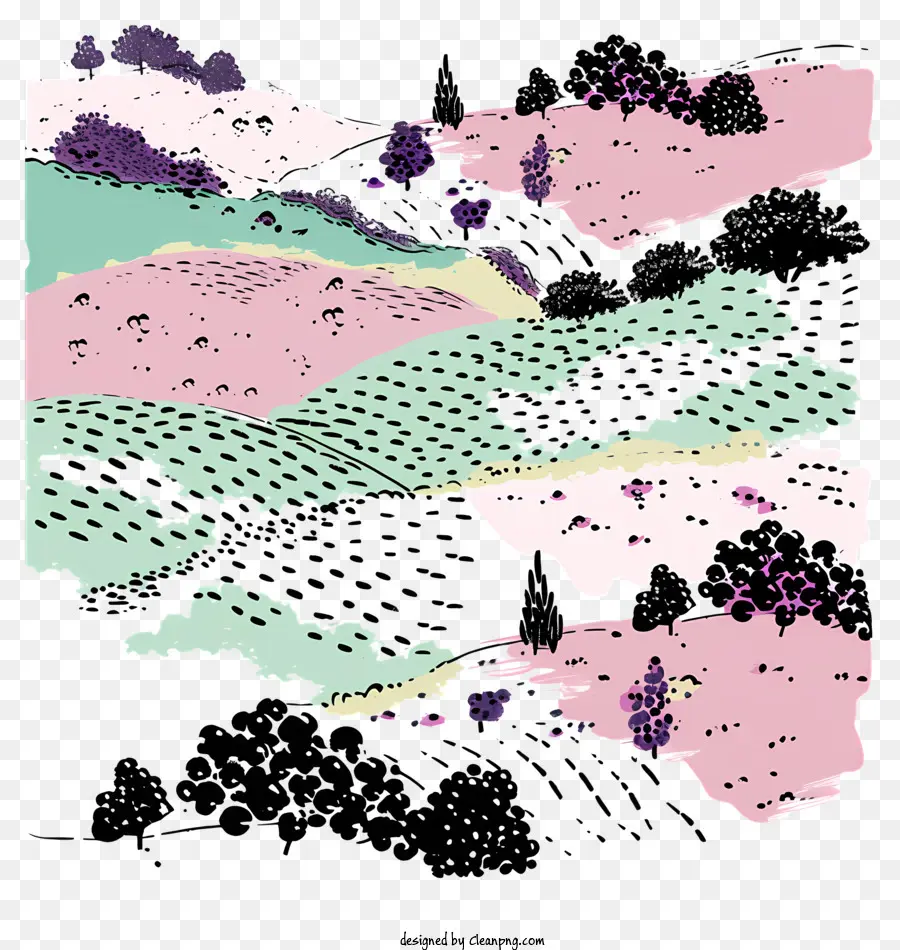 Granja De Uvas，Paisaje Colorido PNG