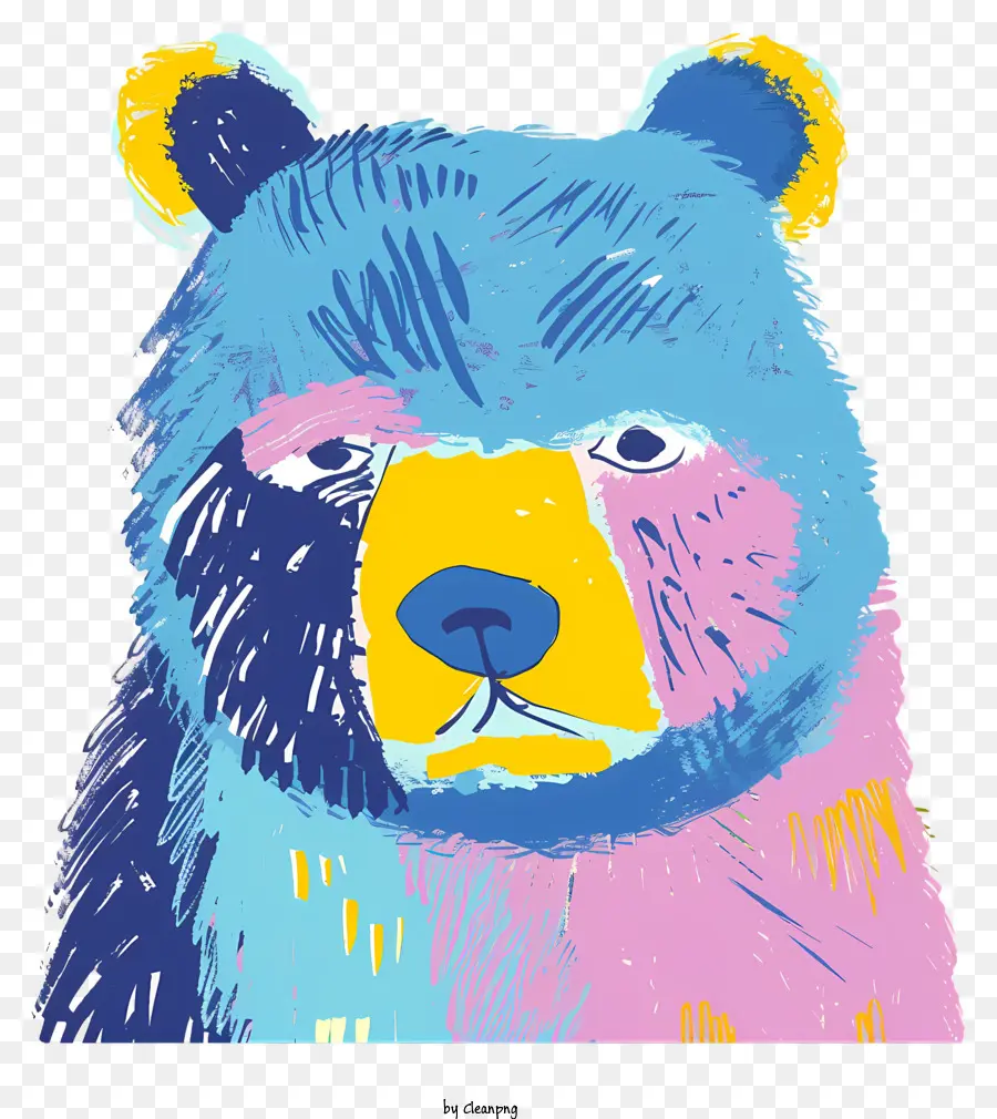 Oso Azul，Pintura De Oso Colorido PNG