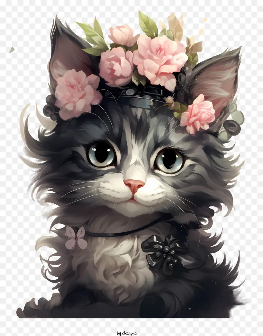 Gato De San Valentín，Gato Con Flores PNG