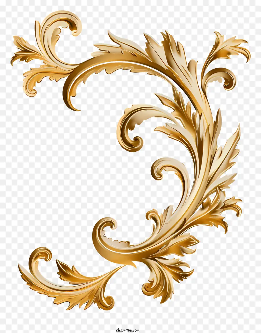 Marco Barroco Vintage，Ornamento De Oro PNG